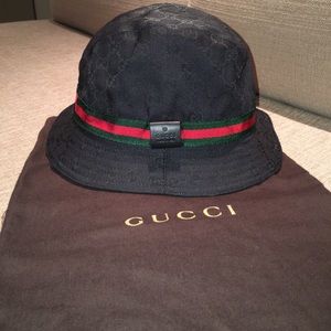 Gucci Authentic Monogram Web Bucket Hat